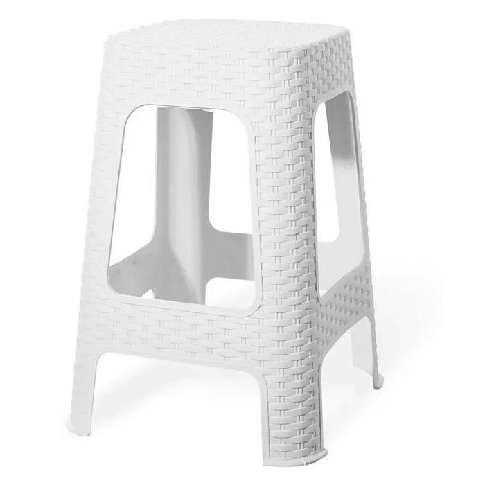 BANQUETA PLASTICA SIMIL RATAN BLANCA