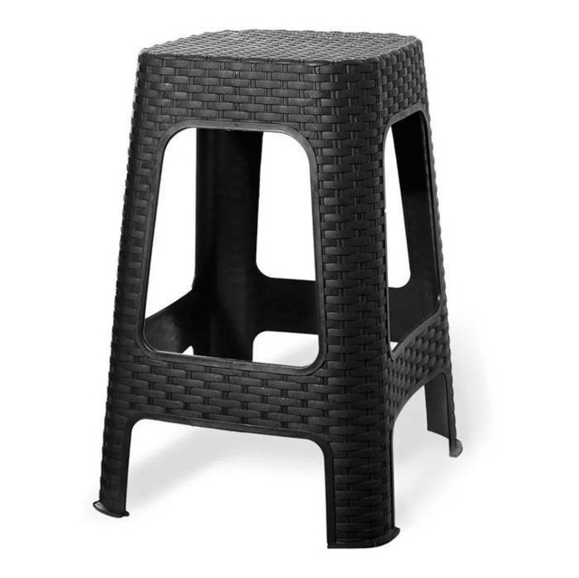 BANQUETA PLASTICA SIMIL RATAN NEGRA