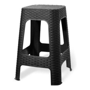 BANQUETA PLASTICA SIMIL RATAN NEGRA