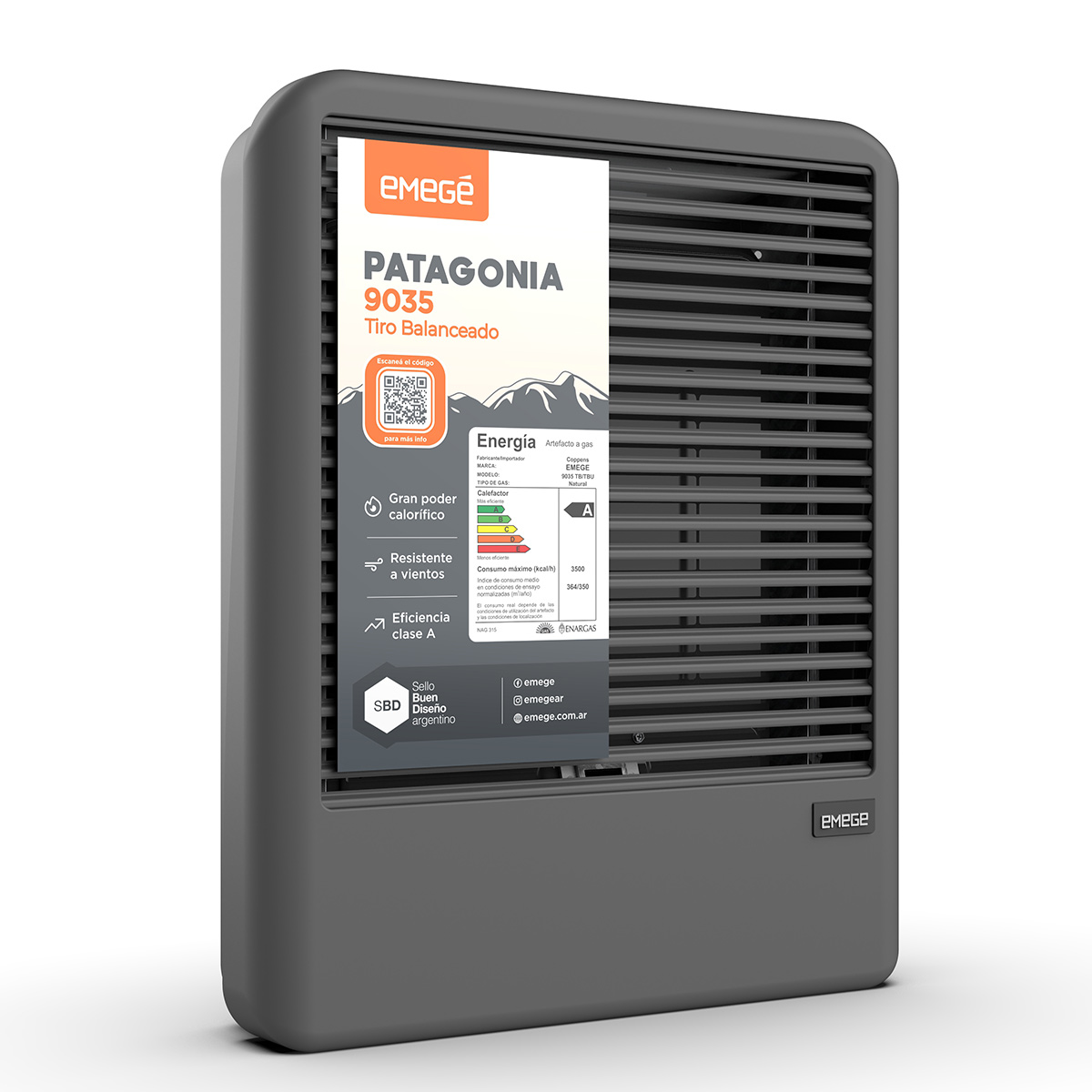 CALEFACTOR EMEGE TB PATAGONIA CE9035B 3500K