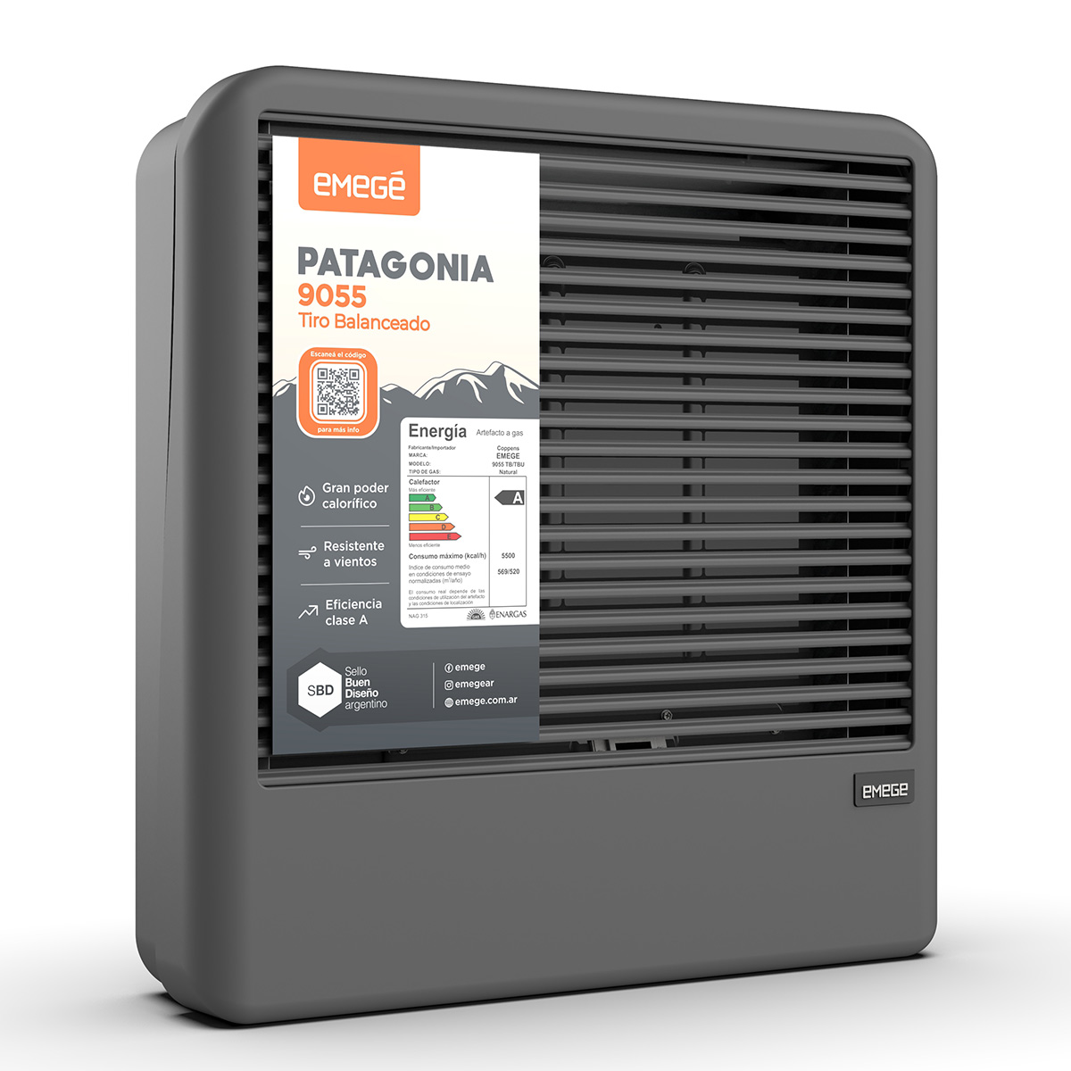CALEFACTOR EMEGE TB PATAGONIA CE9055B 5500K