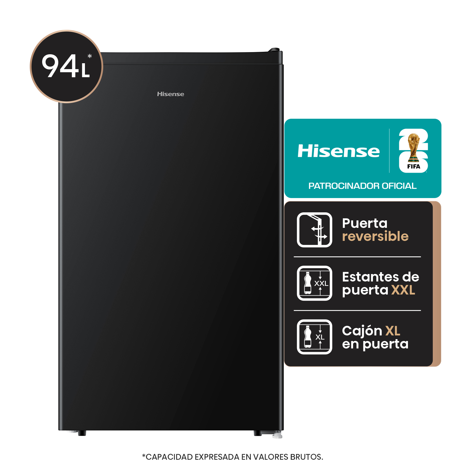 HEL HISENSE RS-12DRB BLACK BAJO MESADA