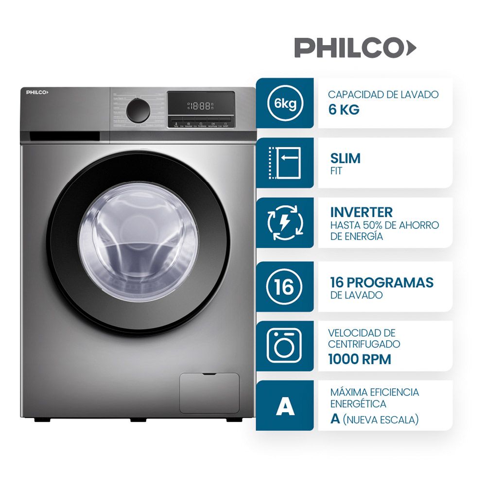 LAVA PHILCO PHLF61GN 6KG 1000RPM GREY