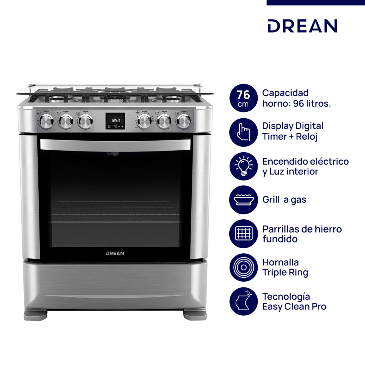 COCINA DREAN CD7609EI INOX 76CM
